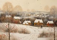 Plakat 42x29,7cm Wioska Otulona Śniegiem