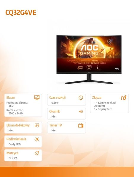 Monitor LED 32" AOC CQ32G4VE zdjęcie 15