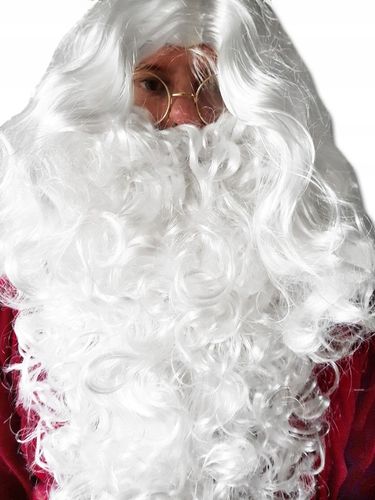 TEATRALNA broda Mikołaja WŁOS syntet. GĘSTA 50cm MOŻNA PRAĆ MLECZNA BIEL na Arena.pl