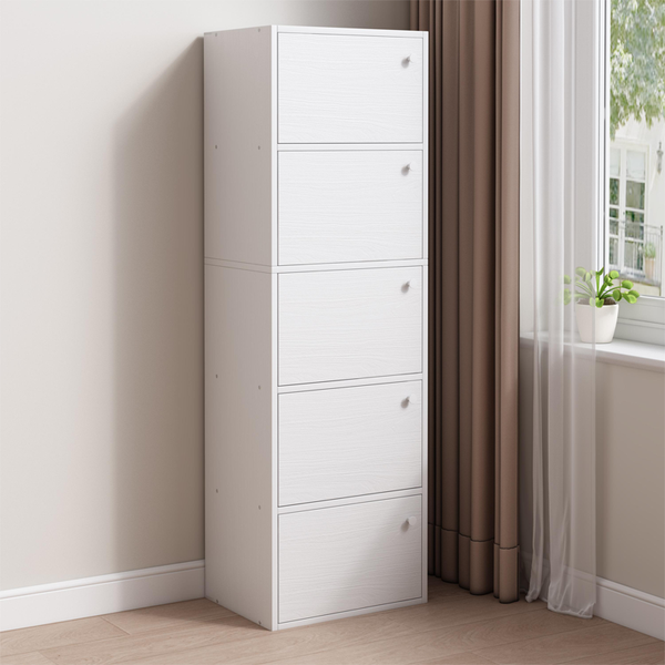 NOWOCZESNA POJEMNA KOMODA SZAFKA DUŻA BIAŁA SKANDYNAWSKI LOFT RETRO 5 PÓŁEK zdjęcie 4