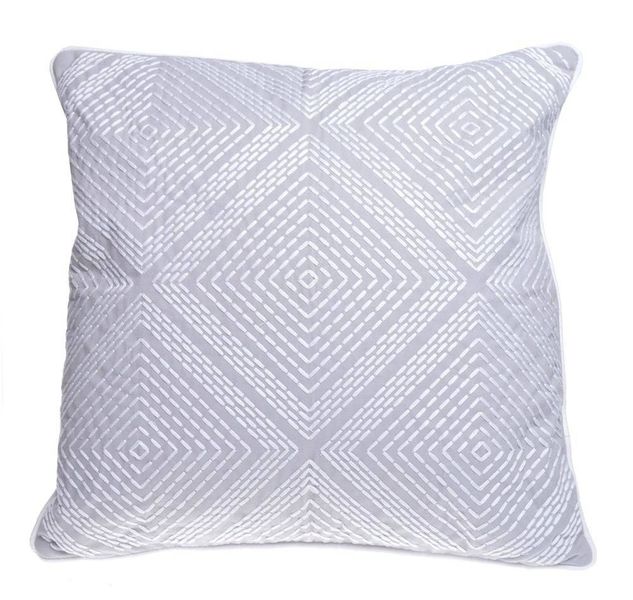 Poduszka szara z białym haftem zdjęcie 1