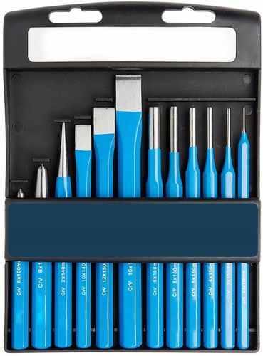 ZESTAW PUNKTAKÓW, PRZECINAKÓW I WYBIJAKÓW 12 ELEMENTÓW STAL CrV na Arena.pl