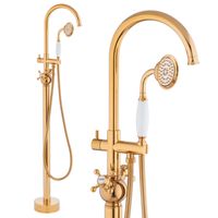 Bateria wolnostojąca wannowa podłogowa prysznicowa złota - Yoka