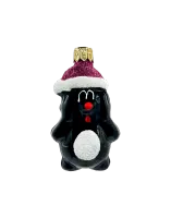 Bombka choinkowa: Krecik w czapce Świętego Mikołaja