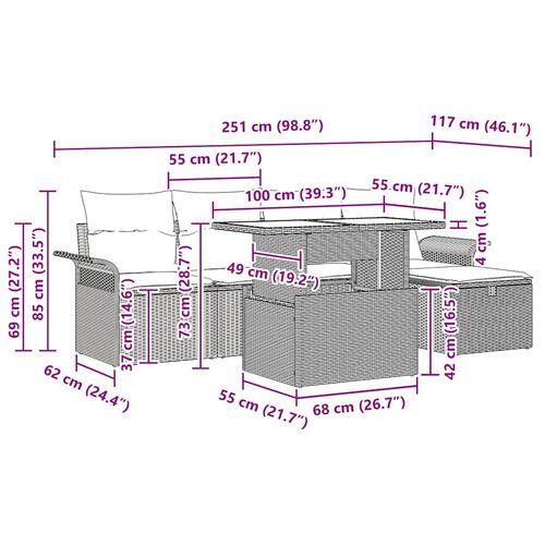 Zestaw Sof na Ogród z poduszką 6 pcs Beżowy Polirattan na Arena.pl