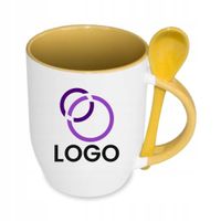 Kubek z Łyżeczką twój nadruk LOGO NAPIS gadżet firmowy reklamowy