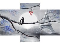 90X60CM OBRAZ OBRAZ PTAKI ROMANTYCZNYM PARYŻU TRZY OBRAZY