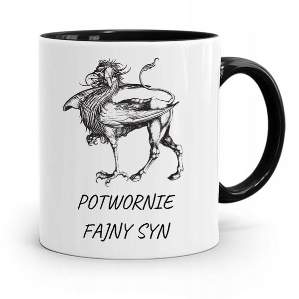 Kubek Czarny Prezent Dla Syna Potwornie Fajny Syn Z Nadrukiem Ze Zdjęciem zdjęcie 1