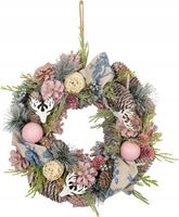 WIANEK BOŻONARODZENIOWY WISZĄCY RENIFERY SZYSZKI NA DRZWI 30 CM