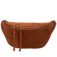 VERA PELLE nerka zamszowa saszetka biodrówka z suwakami V672 brązowa