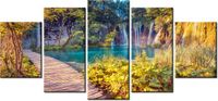 70CM 150CM OBRAZ 5 ELEM JEZIORO PLITVICE JESIENIĄ ŚCIENNY