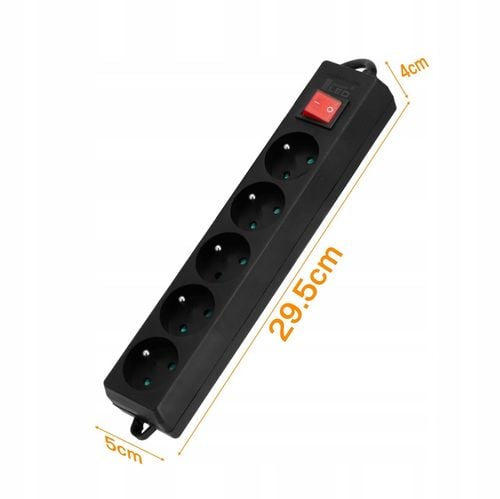 Przedłużacz Listwa Zasilająca 5 Gniazd 10 metrów 10M 2500W 3*1,5mm2 Włączni na Arena.pl