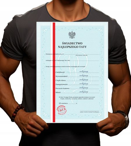 Dyplom na Dzień Taty Ojca prezent Upominek świadectwo dla Najlepszego Taty! na Arena.pl