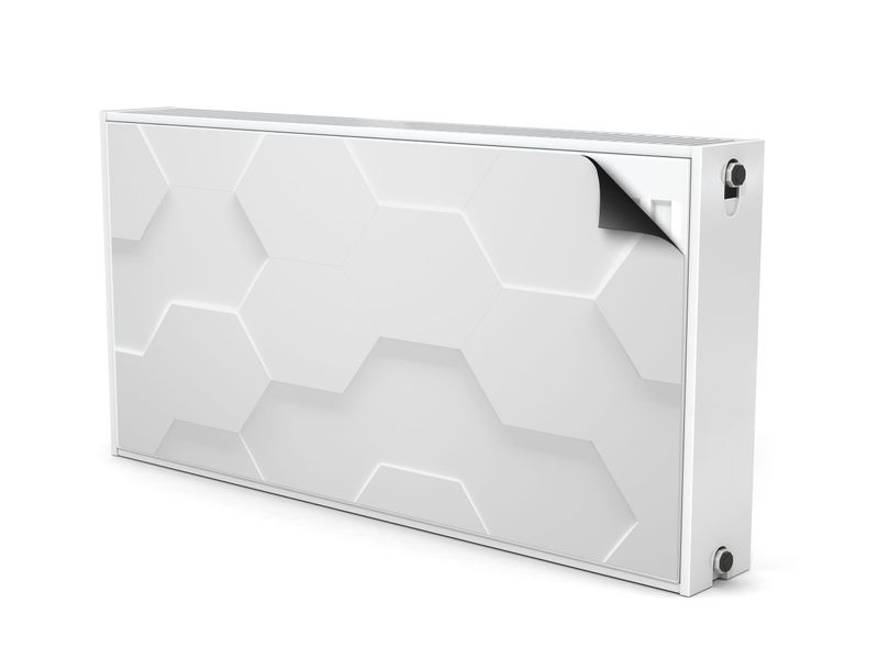 Mata MAGNETYCZNA Na Kaloryfer Białe Heksagony Abstrakcja 3D 100cm x 60cm zdjęcie 2