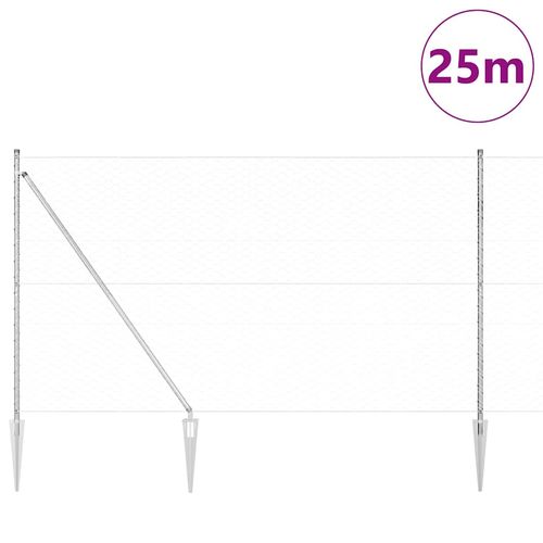 Ogrodzenie z słupkami Srebrny 1.5 x 25 m Stal pokryta PCV na Arena.pl