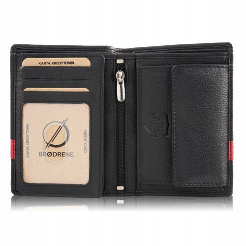 portfel męski skórzany pionowy czarny klasyczny brodrene g-117mn/blred na Arena.pl