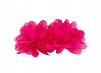 Elegancka spinka automat dwa kwiatki z materiału różowy fuksja 13 cm