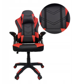 Fotel gamingowy biurowy obrotowy ekoskóra czarno-czerwony