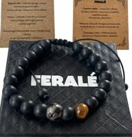 Bransoletka dla piłkarza chłopca regulowana na szczęście ferale oko tygrysa