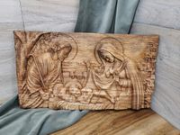 Płaskorzeźba drewno Święta Rodzina II prezent na ślub jubileusz 70 cm