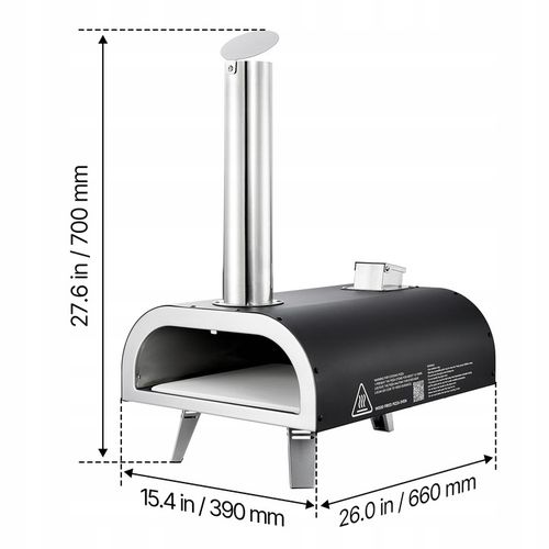 VEVOR Zewnętrzny Piec Pizzy 12" Przenośny Piec Do Pizzy Opalany Drewnem na Arena.pl