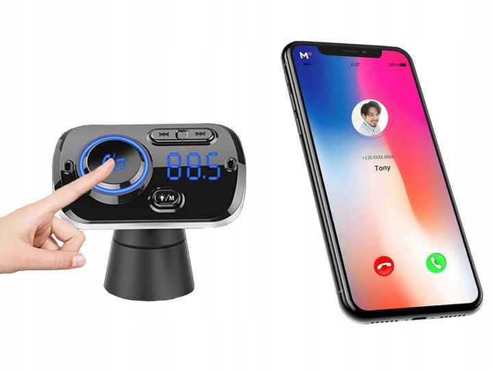 TRANSMITER BLUETOOTH FM SAMOCHODOWY SZYBKA ŁADOWARKA 2x USB AUX zdjęcie 3