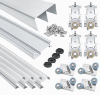 Zestaw do drzwi przesuwnych, Szerokość 200 cm, 2 drzwi, RE-18, Aluminium mat