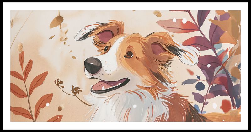 Plakat 91,3x44,5cm Collie Jesienną Porą zdjęcie 3
