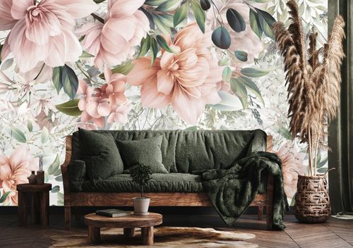 Fototapeta Do Salonu Różowe KWIATY Natura 300cm x 210cm na Arena.pl