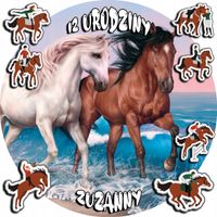 OPŁATEK NA TORT 30CM - KONIE KOŃ KONIK + IMIĘ + GRATIS! 24CM 26CM