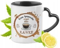 Dla Sprzątaczki Kubek Czarny Z Uszkiem W Kształcie Serca Na Prezent