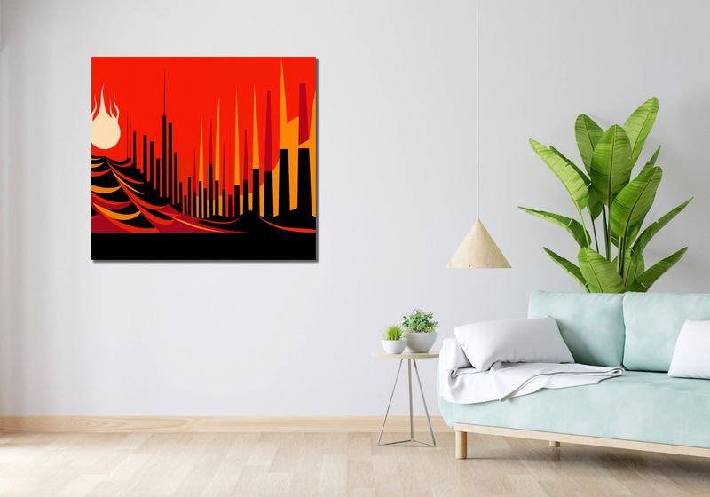 Obraz 100x90cm Miejski Krwisty Ogień zdjęcie 2