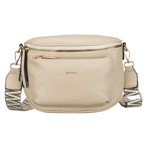 beżowa listonoszka damska ze skóry ekologicznej zamykana suwakiem - rovicky na Arena.pl