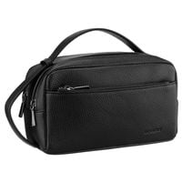 elegancka saszetka męska ze skóry ekologicznej w czarnym kolorze zamykana