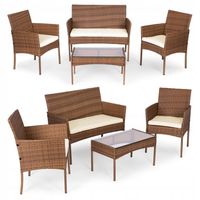 Komplet mebli ogrodowych z technorattanu ławka stolik krzesła brązowy Multi