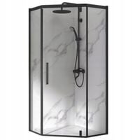 Kabina Prysznicowa Pięciokątna Czarna Loft 90 x 90 + Brodzik 14cm + Syfon