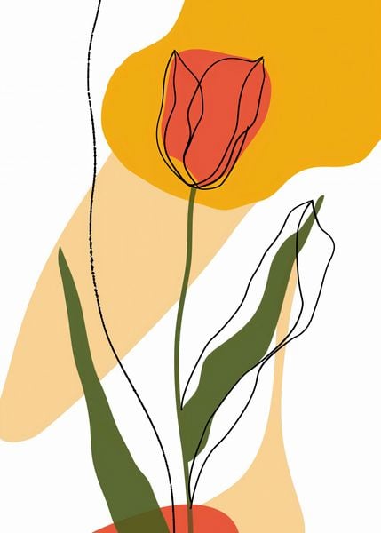 Plakat 50x70cm Przerysowany Tulipan zdjęcie 1