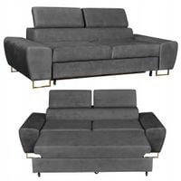 Sofa kanapa Bosso salon  szary welur reg zagłówek