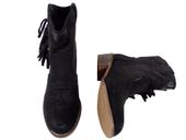 Czarne zamszowe botki damskie na klocku 39