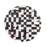 Dywan patchwork okrągły skórzany ø 140 cm czarno-biały BERGAMA