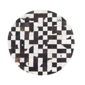 Dywan patchwork okrągły skórzany ø 140 cm czarno-biały BERGAMA
