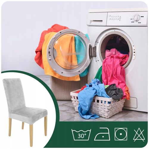 ZESTAW 6 SZT. POKROWCE POKROWIEC NA KRZESŁO JASNY SZARY WELUR ELASTYCZNY na Arena.pl