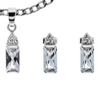 SREBRNY KOMPLET Z DUŻYMI PROSTOKĄTNYMI CYRKONIAMI SREBRO PRÓBY 925