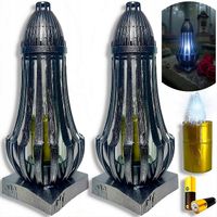 ZESTAW 2x ZNICZ LED AŻUR 30cm SZKŁO ŚWIECI 90 DNI + WKŁAD + GRATIS BATERIE