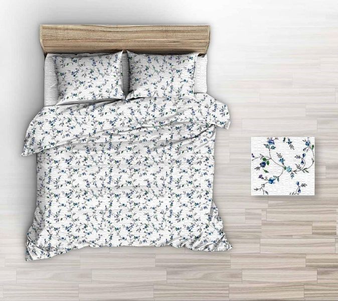 Pościel z kory 180x200 biała niebieskie gałązki zdjęcie 1