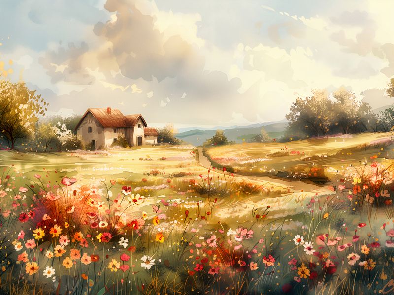 Plakat 100x75cm Sielski Domek zdjęcie 1