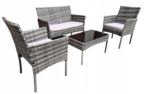 Zestaw Mebli Ogrodowych HDM technorattan Garden szary 4 el. Balkon meble na Arena.pl