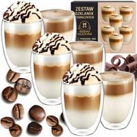 SZKLANKI DO KAWY ZESTAW SZKLANEK DO LATTE TERMICZNE 350ML KUBKI DO HERBATY