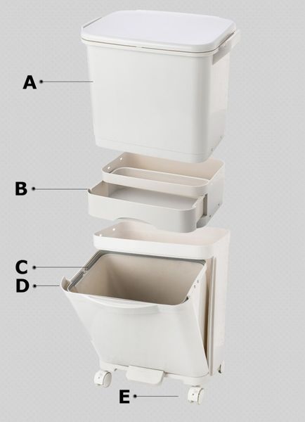 Kosz pojemnik odpady do segregacji 42L kremowy Nardan zdjęcie 9