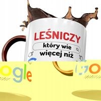 Kubek Bordowy Dla Leśniczego Wie Więcej Niż Google Z Nadrukiem Ze Zdjęciem